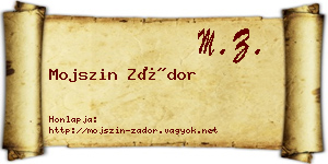 Mojszin Zádor névjegykártya